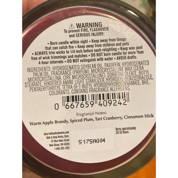 Bath & Body Works "Spiced Apple Toddy” New Signature Single Wick Candles (2) - Picture 5 of 6